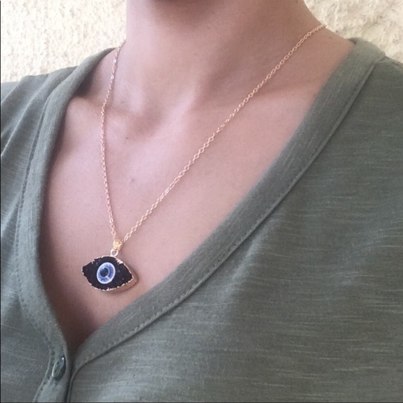 Evil Eye Druzy Necklace - Picture 8 of 8